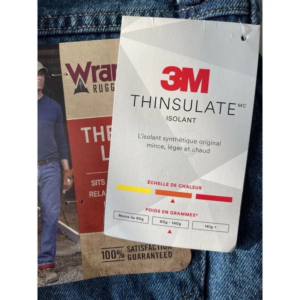 NWT Wrangler Rugged Thermal 3M Thinsulate Insulated Denim Winter Jeans 40x32